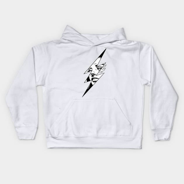 Lightning with a crying young woman embedded in it. Kids Hoodie by euror-design